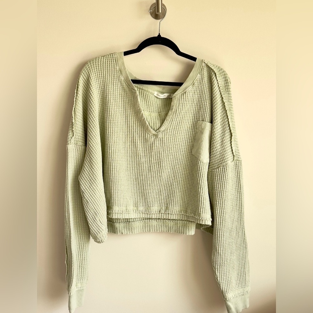 new with tags altar'd state waffle knit sage top